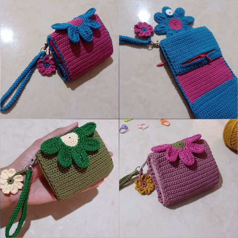 Jual Crochet wallet || Dompet rajut wanita || Card holder | Shopee ...
