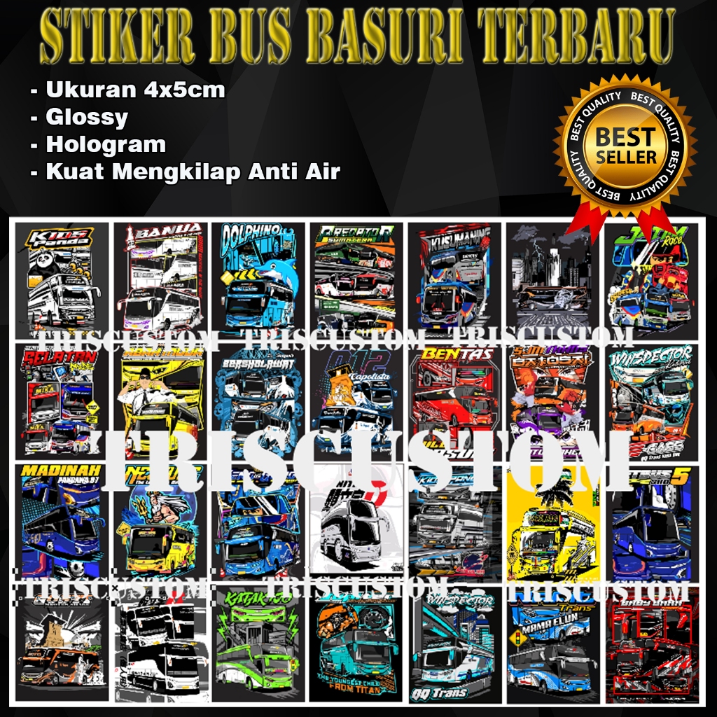 Jual Stiker Bus Basuri Telolet Viral Isi Pcs Glossy Premium Mengkilap Kuat Anti Air Termurah