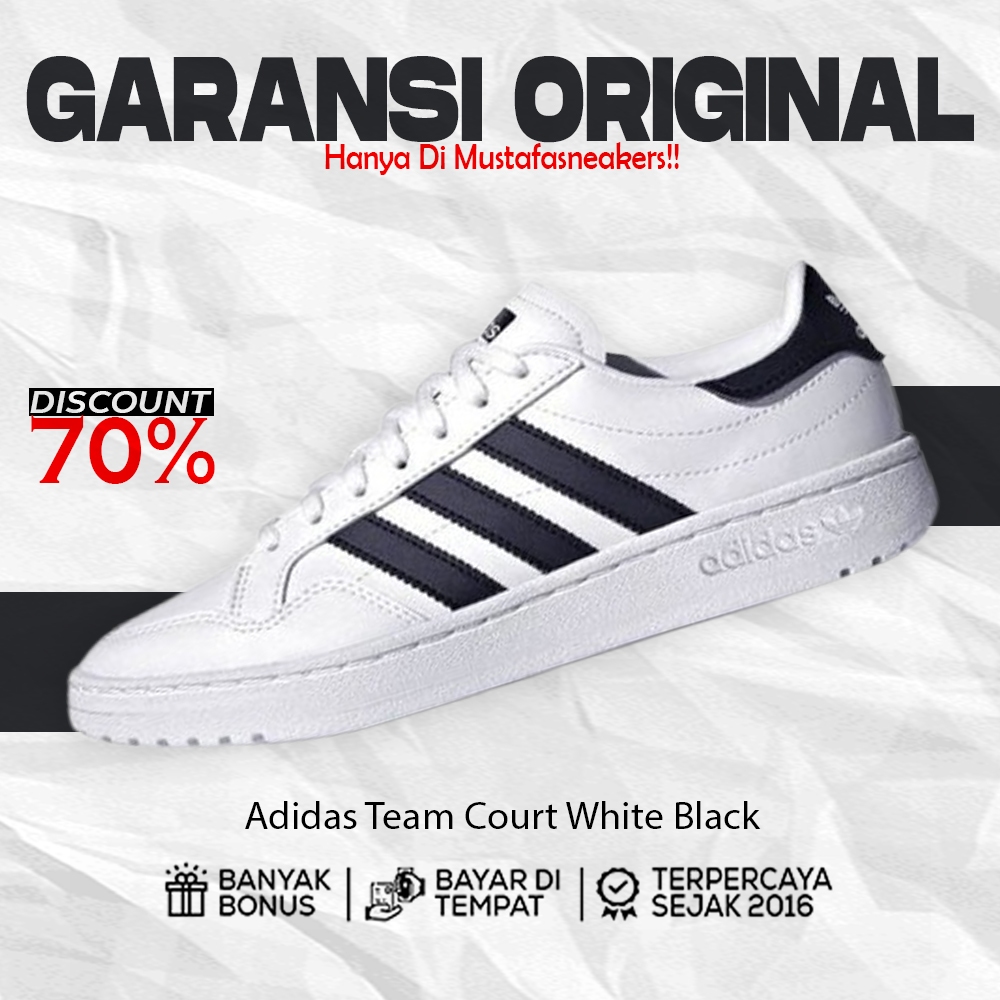 Jual Adidas Team Court White Black Original BNIB 100% | Sepatu Sneakers ...