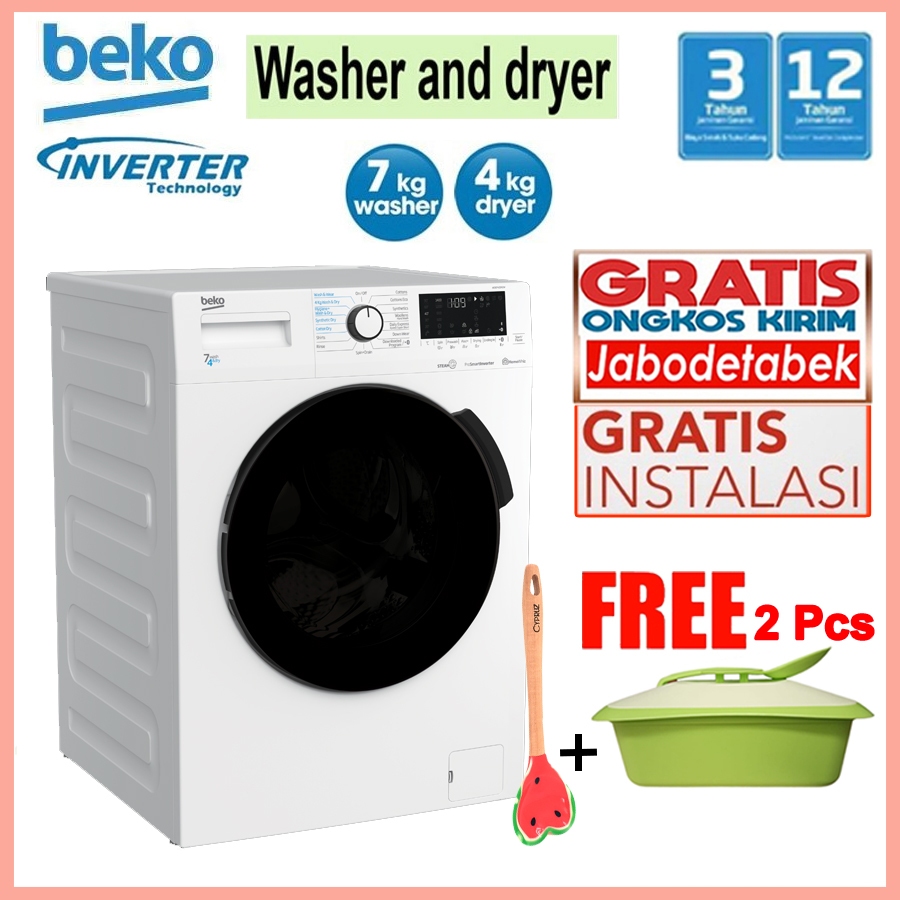 Jual Beko Washer & Dryer Mesin Cuci Front Loading 7 kg WDB7425R2W ...