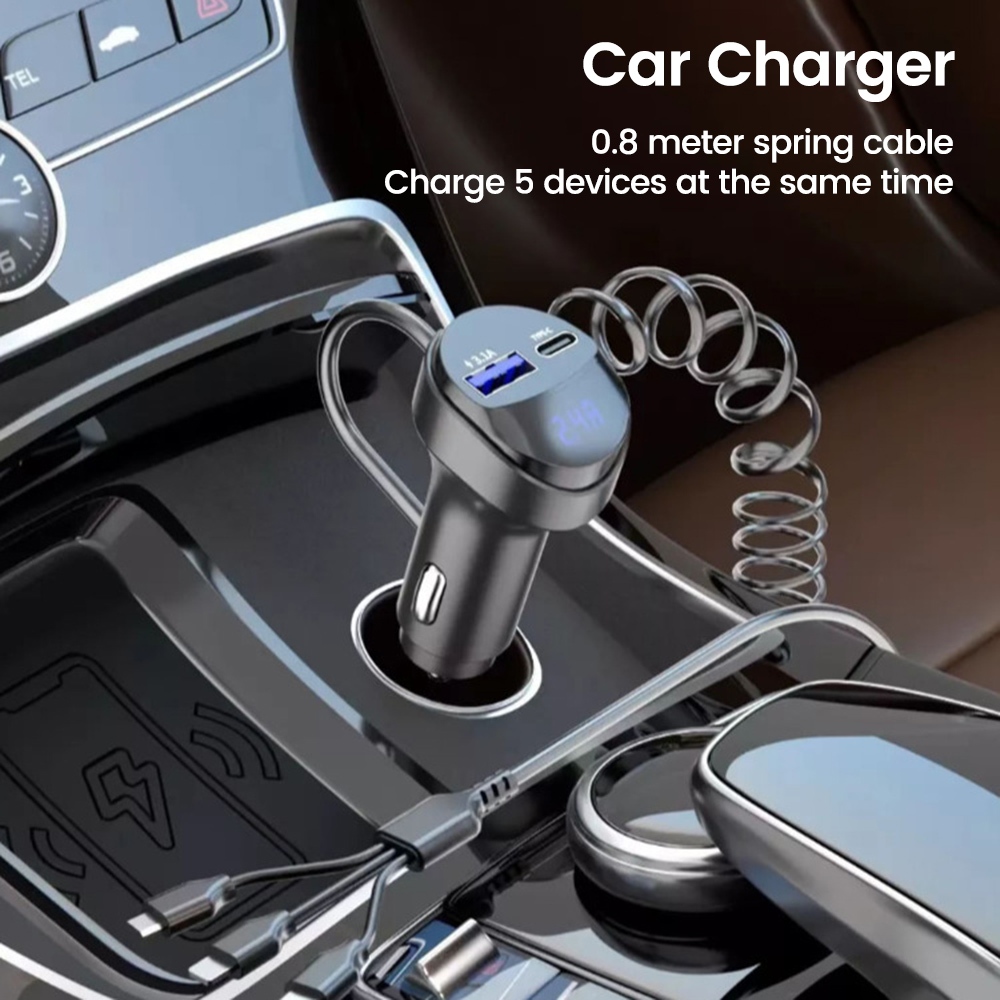 Jual Charger Mobil Fast Charging 3.1A USB+TYPE-C Car Charger with 3IN1 ...