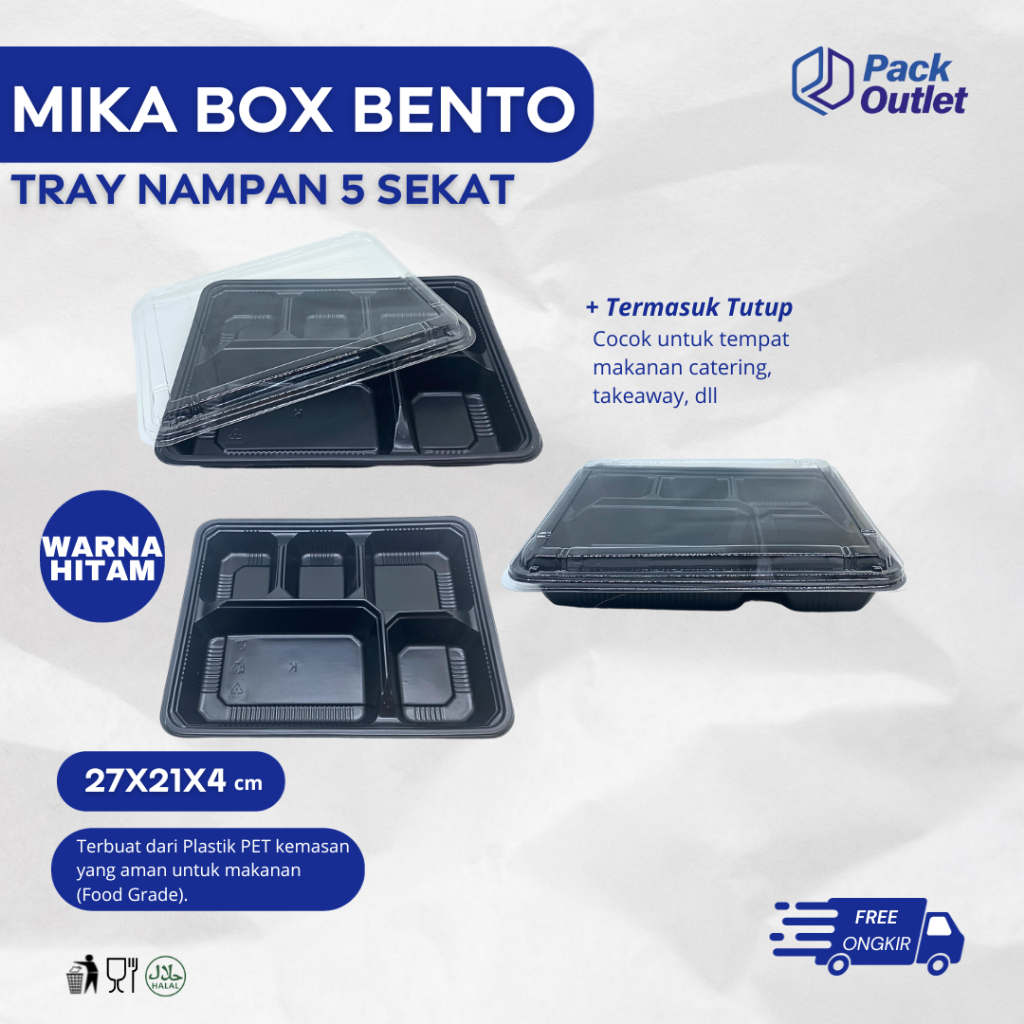 Jual Bento Box 5 Sekat Mika Nampan Lunch Box Kotak Makanan Lunch Box