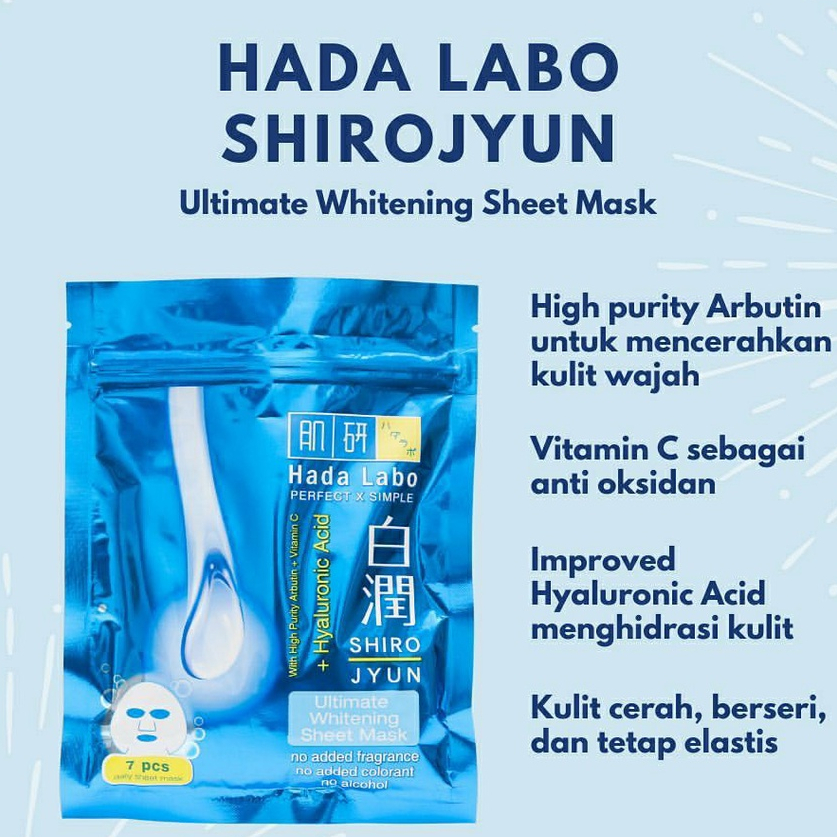 Jual HADA LABO HADALABO SHEET MASK 7 Sheets - GOKUJYUN (MOISTURIZING ...