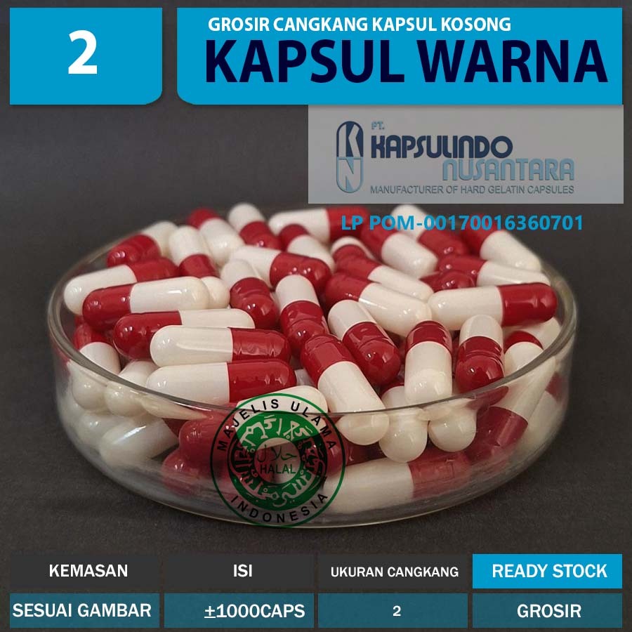 Jual cangkang kapsul kosong warna uk 2 isi 1000 capsul | Shopee Indonesia