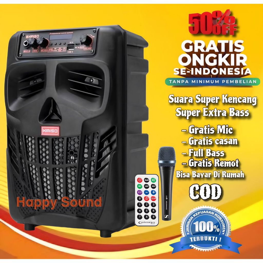 Jual MEGA BASS Speaker Karaoke Bluetooth Ukuran Besar Free Mic Remot