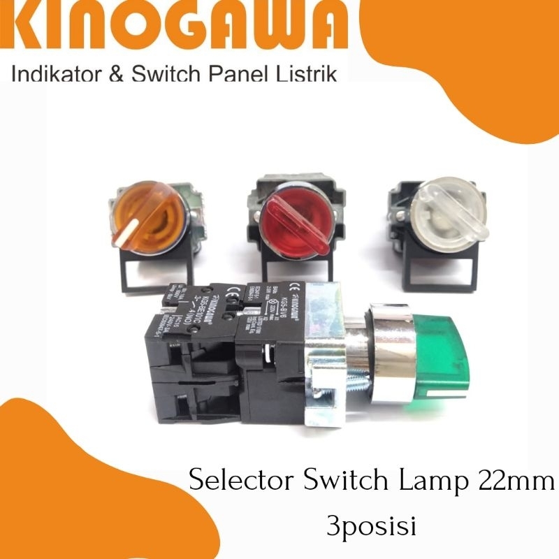 Jual Selector Switch 22mm 3 Posisi ON OFF ON Lampu LED KINOGAWA ...