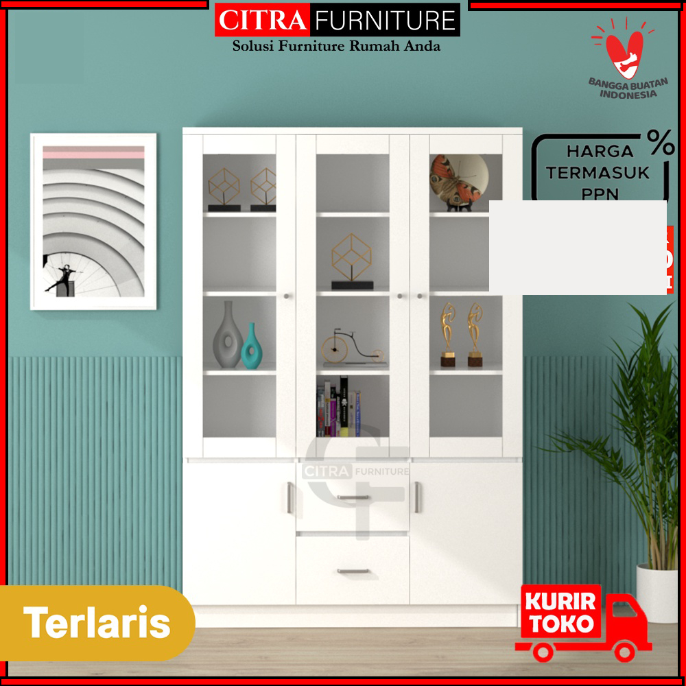 Jual Citra Furniture SHUMO ® Lemari Pajangan Hias 3 Pintu Kaca ...