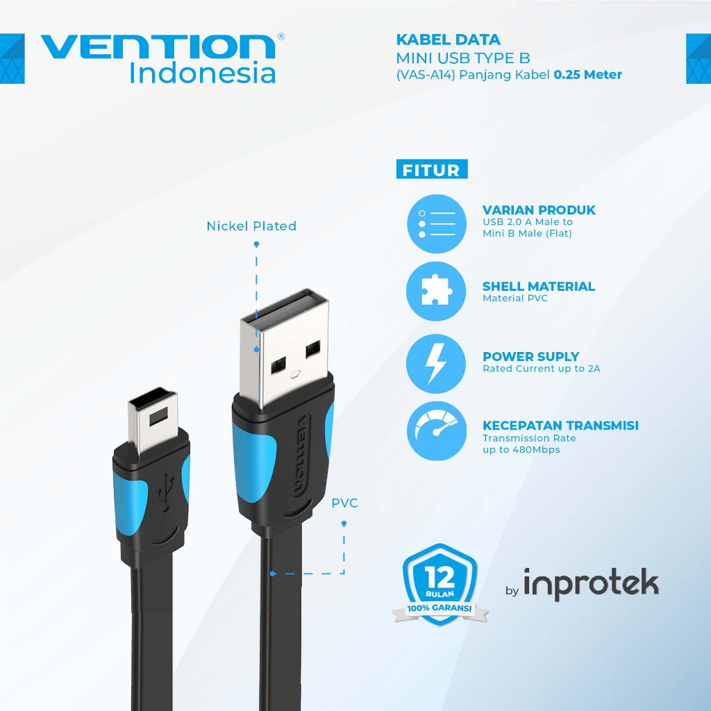 Jual Vention Kabel Data Mini USB Type B For Harddisk | Shopee Indonesia