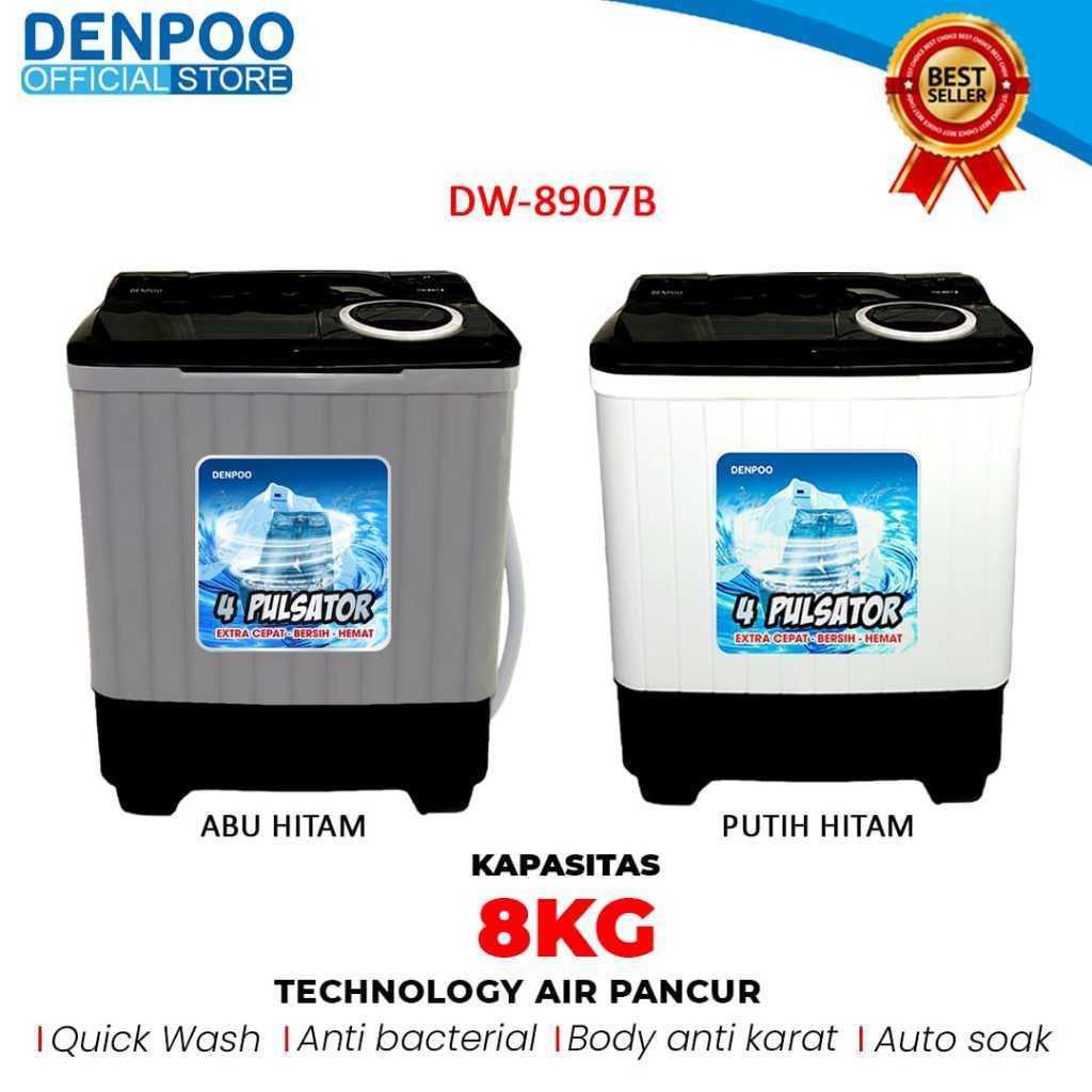 Jual Denpoo Mesin Cuci 2 Tabung Kapasitas 8 Kg DW 8907B 1 Pulsator ...