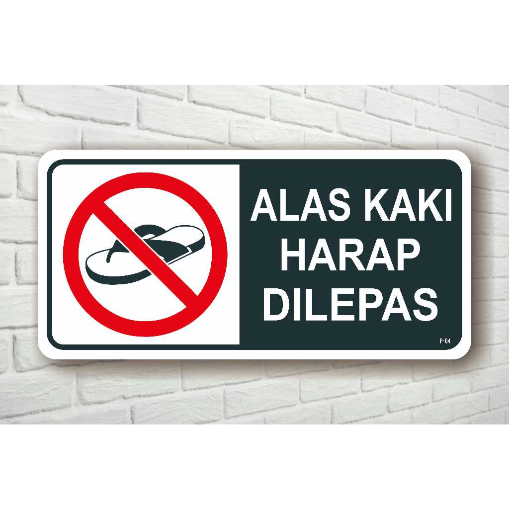 Jual Label Sign Alas Kaki Harap Dilepas Akrilik Alas Kaki Harap Dilepas Ukuran 15x31cm