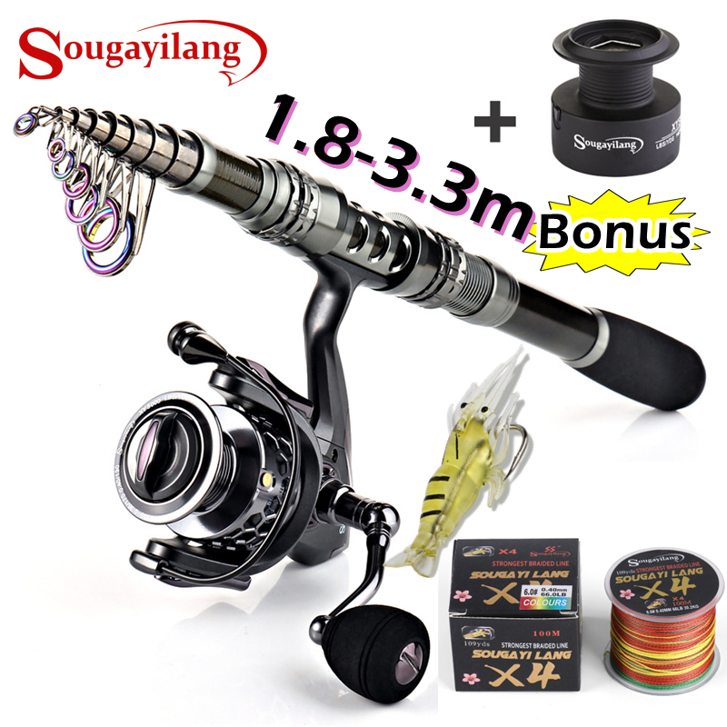  Spinning Rod and Reel Combo 1.8-3.3 Meter Portable Telescopic  Fishing Rod with 1000-5000 Reel Freshwater Fishing : Sports & Outdoors