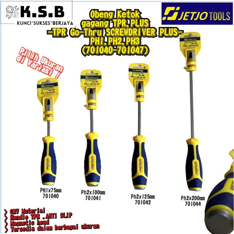 Jual Obeng Ketok, Tembus gagang Karet TPR PLUS/ TPR Go-Thru Screwdriver ...