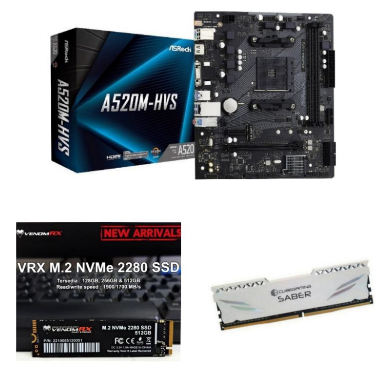 Jual Paket Motherboard Asrock A M Hvs Amd Ryzen Socket Am Ram Ddr Gb Ssd Nvme Gb