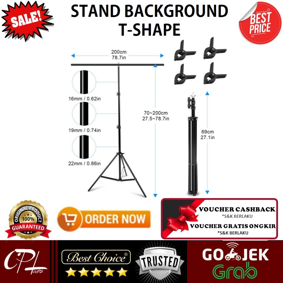 Jual Stand Background T-SHAPE (1.5 x 2 Meter) Stand Background Studio ...