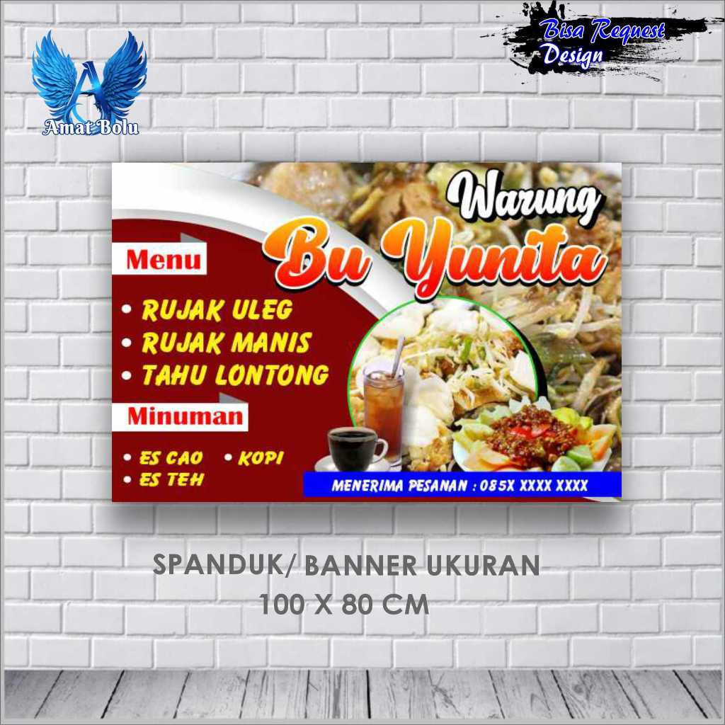 Jual Cetak Spanduk Banner WARUNG SOTO DAN RUJAK UKURAN 100X80 CM Bisa ...