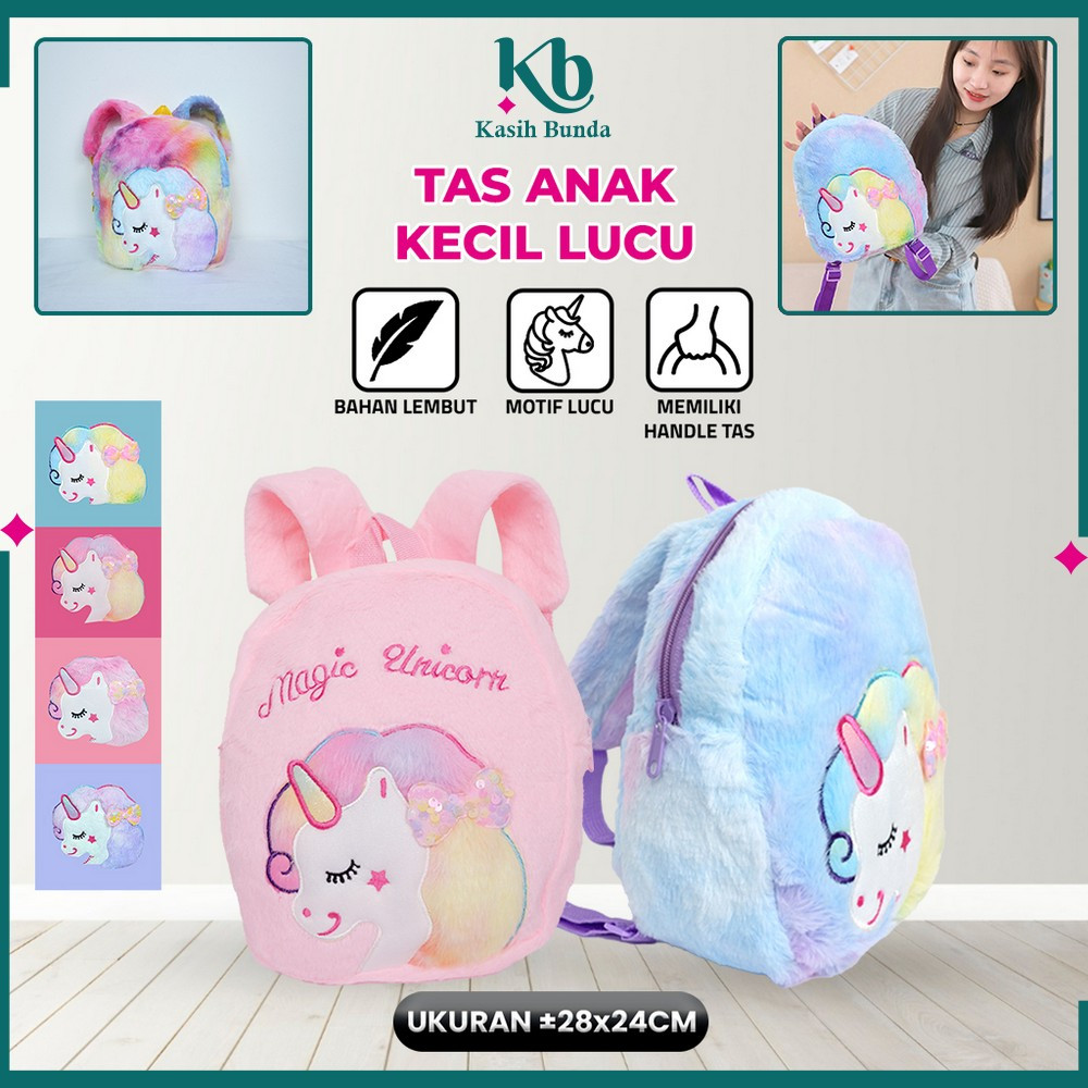 Jual Tas Ransel Anak Karakter Kuda Pony Rainbow Model Bulu Halus / Tas ...