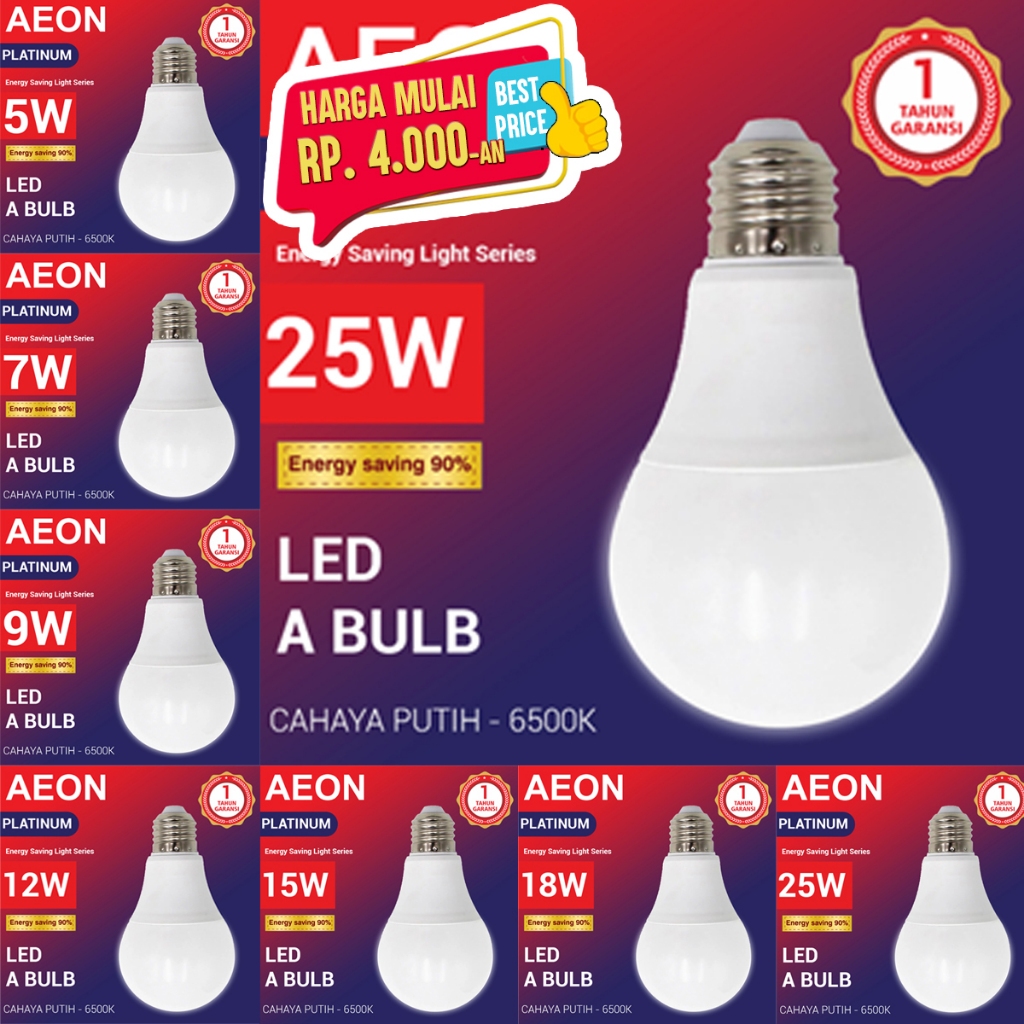 Jual Lampu Led Bulb Bohlam Platinum 5w 7w 9w 12w 15w 18w 25w Putih