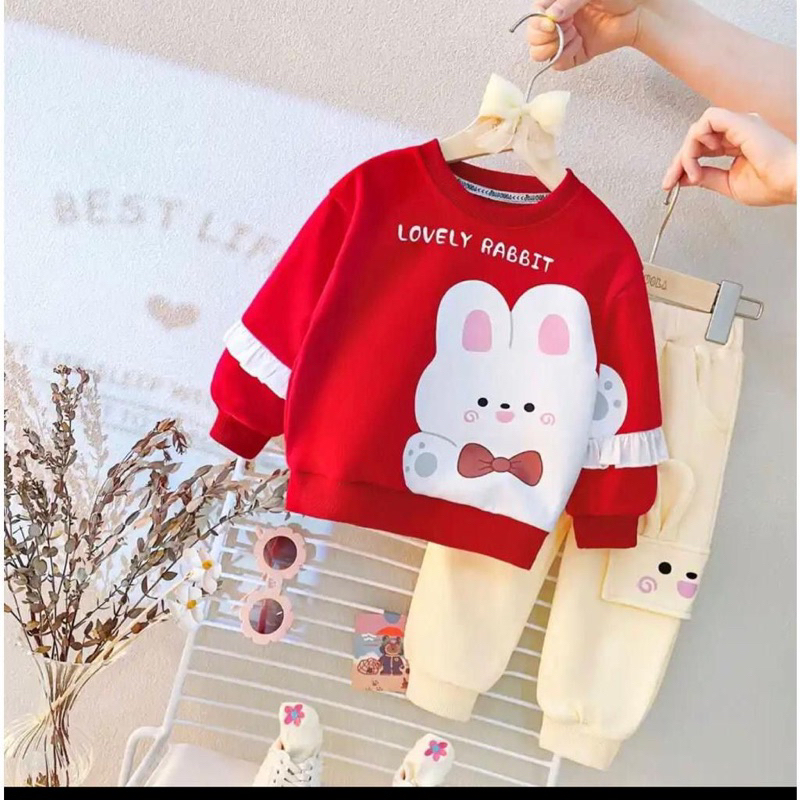 Jual SETELAN ANAK 1-5 TAHUN LOVELY RABBIT ONESET SWEATER JOGGER ANAK ...