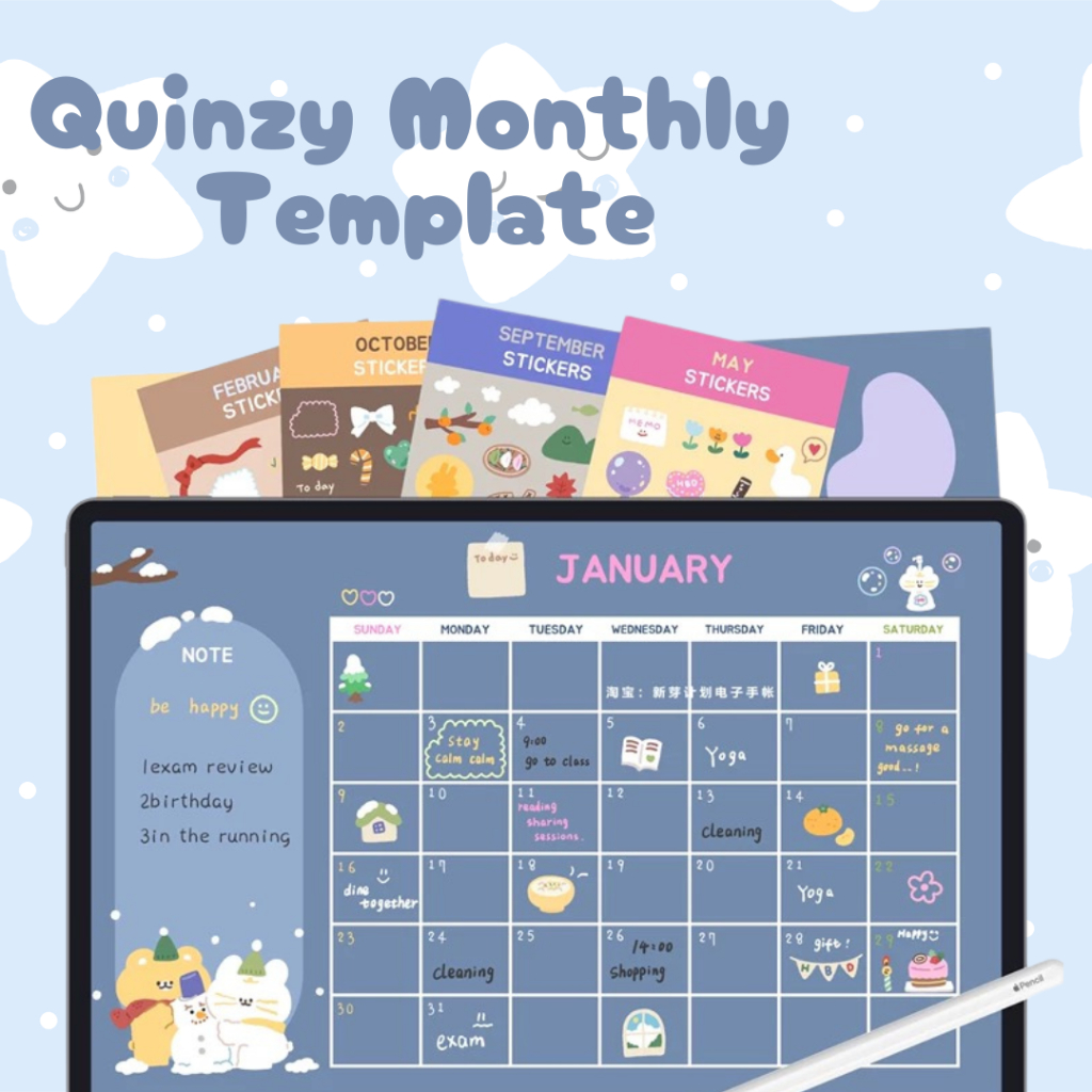 Jual Digital Planner Template Simple Cute -- Quinzy Digital Template | Shopee Indonesia