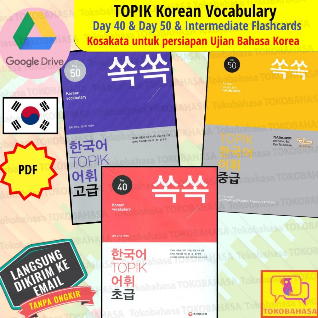 Jual [file] TOPIK Korean Vocabulary Day 40 & Day 50 & Intermediate
