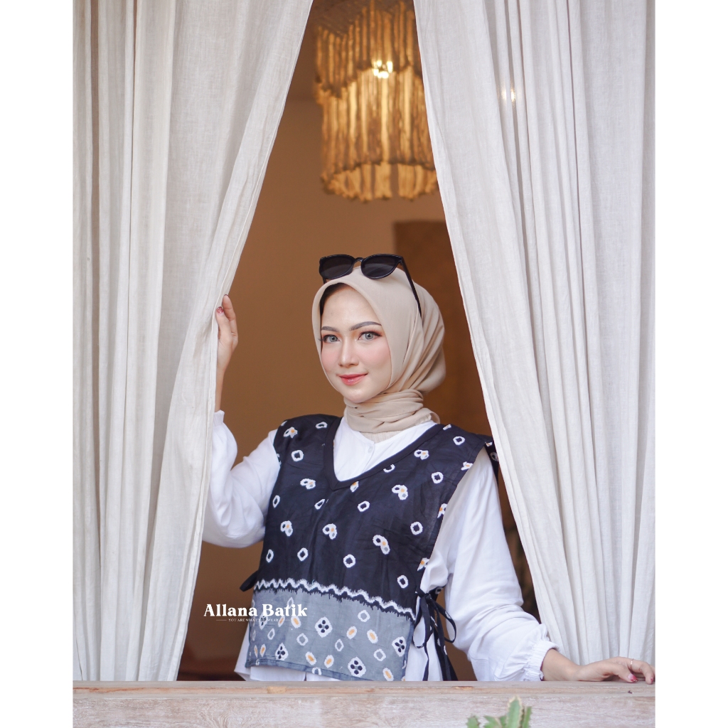 Jual Batik Allana - Outer Batik Vest Rompi Batik Kawung | Shopee Indonesia