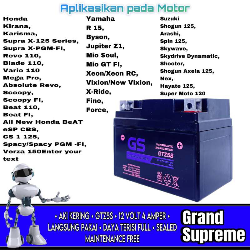 Jual AKI MOTOR BEAT ESP, Mio M3, SPACY, Revo, Mio Soul, XRide, Blade