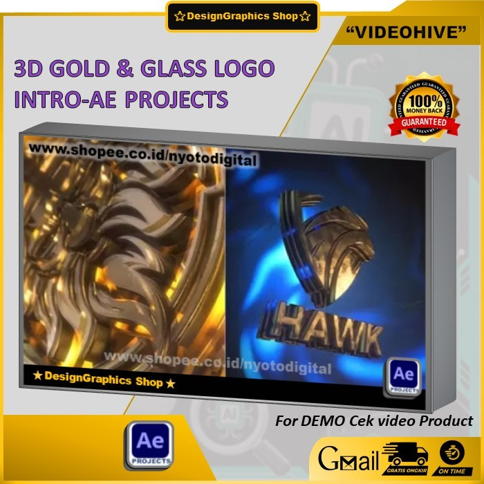 Jual Template After Effect Intro Logo Emas & Kaca 3D Gold & Glass Logo ...