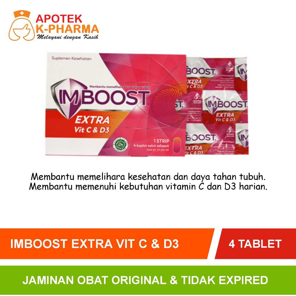 Jual Imboost Extra Vitamin C & D3 Strip Isi 8 Dan 4 Tablet Obat ...