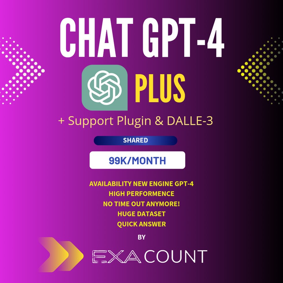 Jual Chat GPT-4 Plus + DALL·E 3 + Plugins | Shared Premium 1 Bulan ...