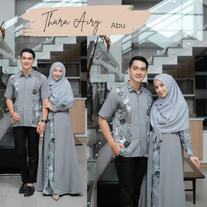 Jual BAJU BATIK COUPLE MUSLIM GAMIS BATIK COUPLE KELUARGA [ THAR4 ZI4