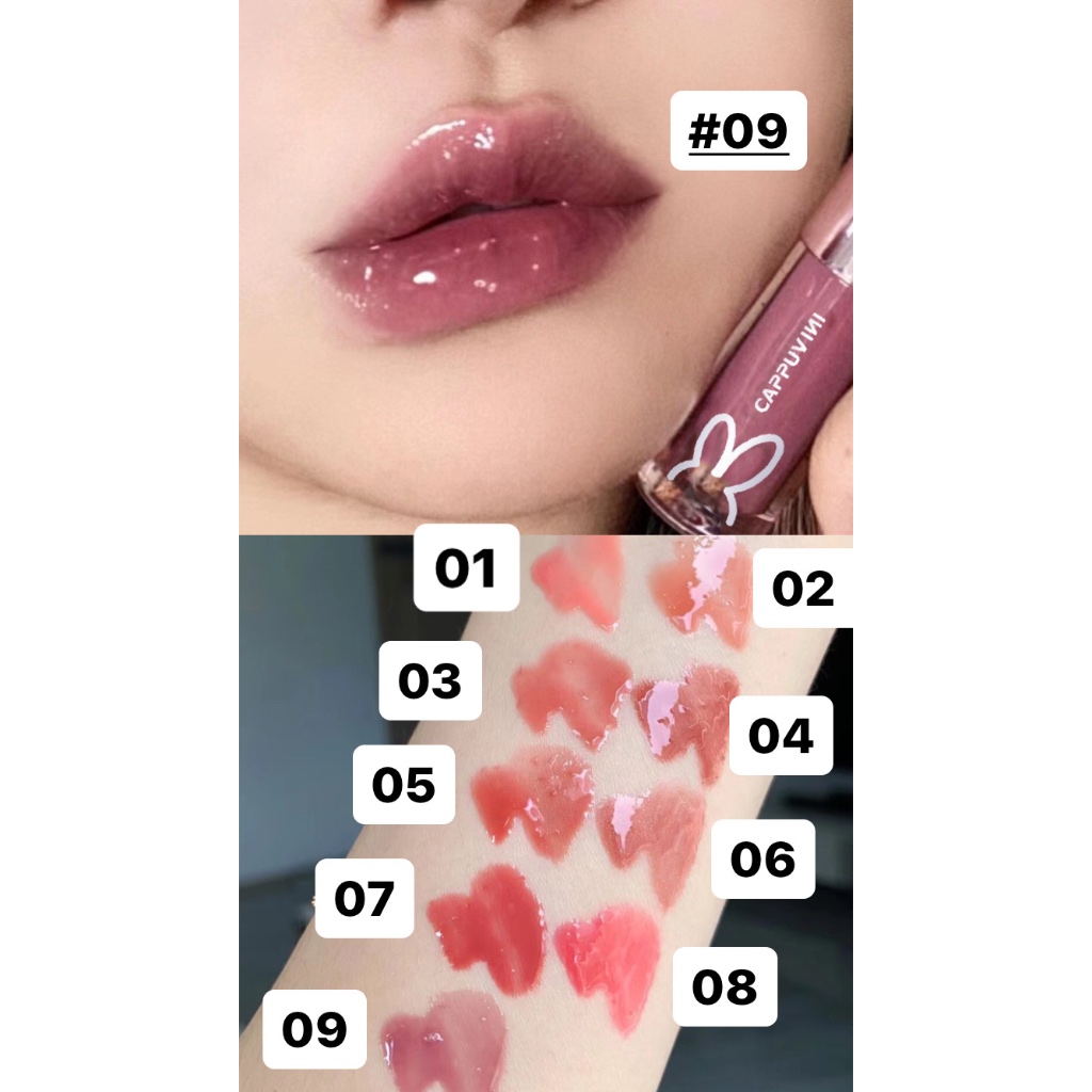Jual CAPPUVINI Rabbit Jelly Lip Cream Luminous Watery Lipstick | Shopee ...