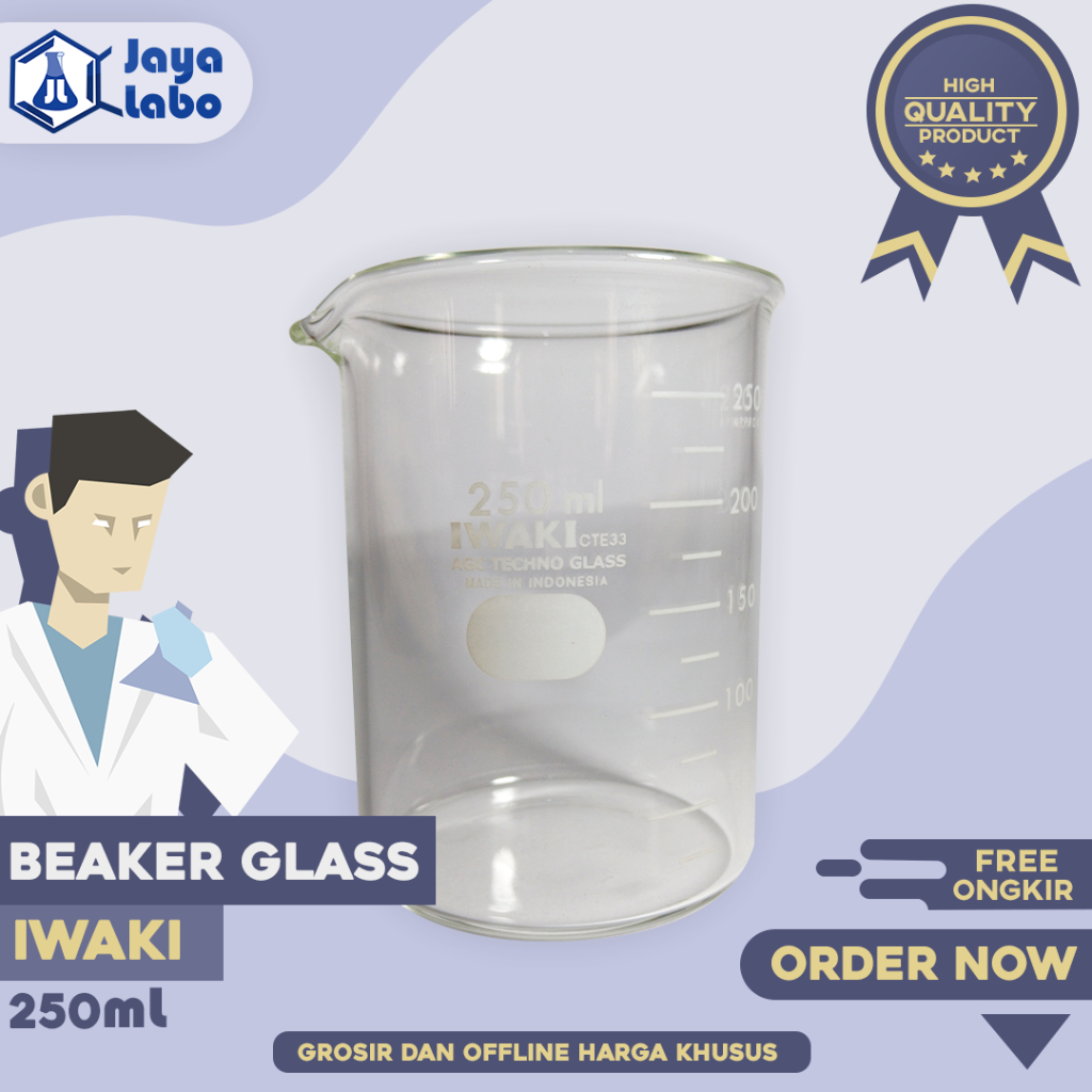 Jual Iwaki Beaker Glass Vol 250 Ml Gelas Kimia Gelas Piala Alat Laboratorium Shopee Indonesia 6023