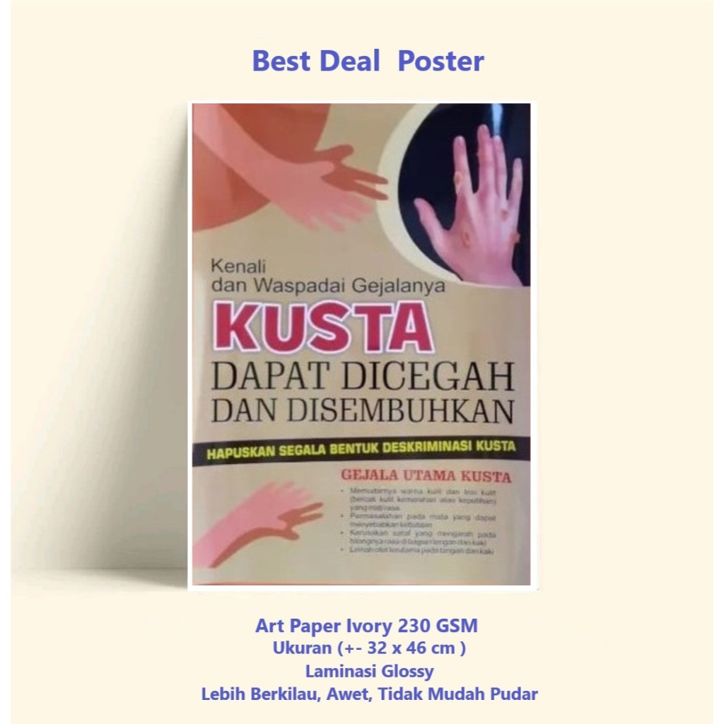 Jual Poster Penyakit Kulit | Poster Kusta dapat Dicegah Disembuhkan