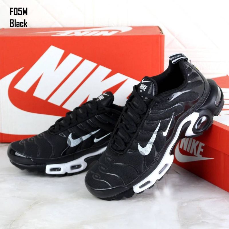 Jual Nike Air Max Plus Tn Overbranding Black White Premium Original Shopee Indonesia