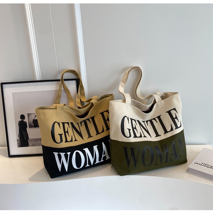 Jual TOTEBAG CANVAS GENTLE TWO TONE RESLETING SAGE GW TOTE BAG GENTLE