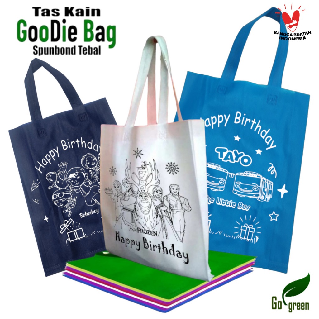 Jual Tas Kain Spunbond Goodie Bag Tali Selamat Ulang Tahun Anak ...