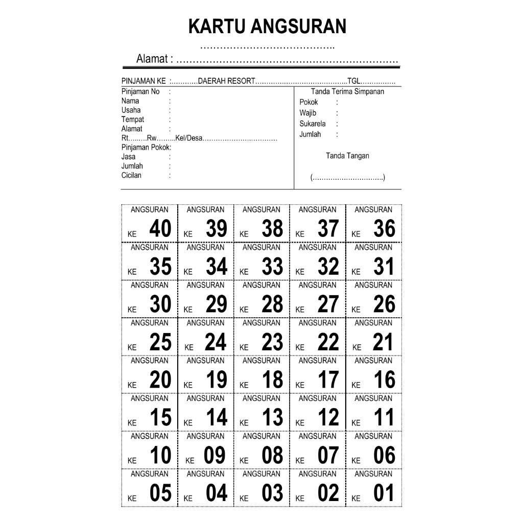 Jual KARTU ANGSURAN 10 20 30 40 50 60X ANGSURAN KARTU HOMEKRIDIT ...