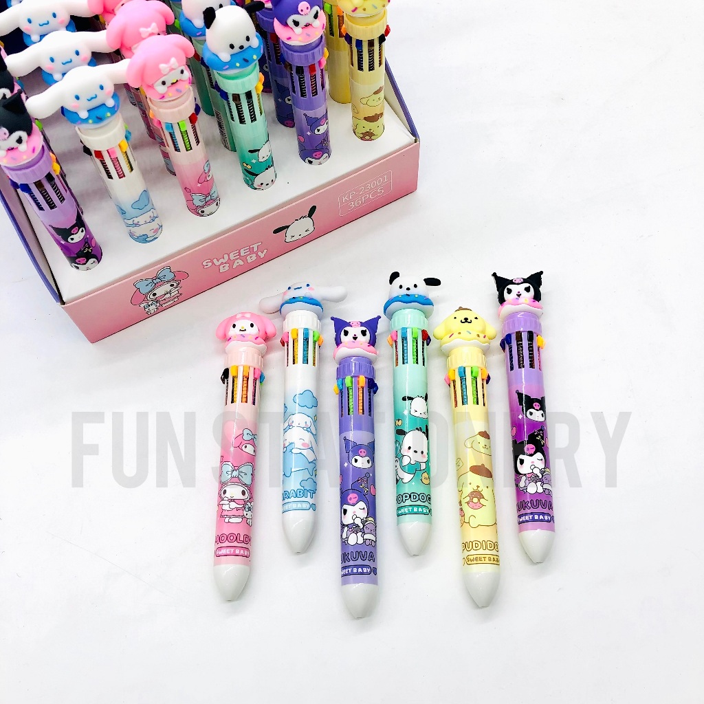 Jual (10 WARNA) PULPEN SANRIO WARNA WARNI 23001 / BALL PEN / PENA ...