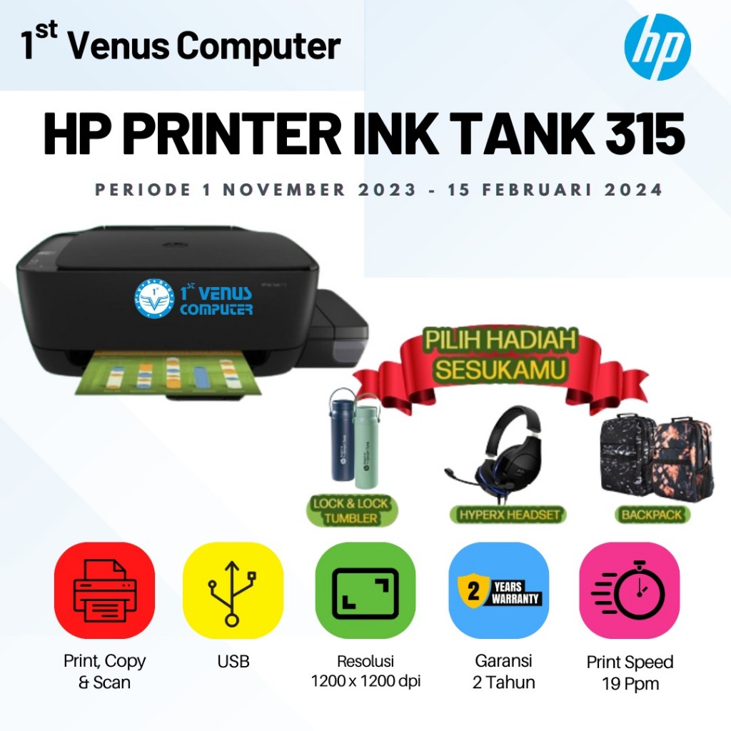 Jual printer hp ink tank 315 all in one hp printer 315 pri04 hp