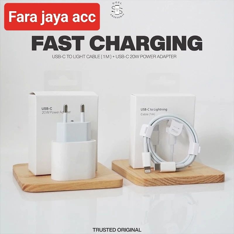 Jual Charger IPh USBC 20W Power Adapter+Kabel USB C to Lightning Fast