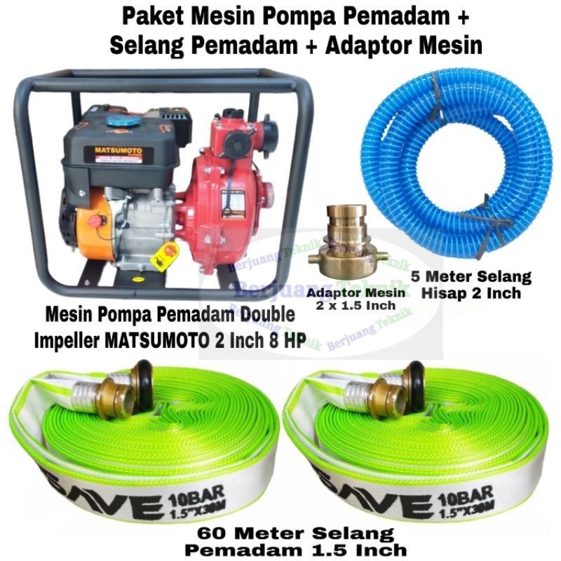 Jual Paket Mesin Pompa Pemadam Komplit Selang Pemadam Inch Meter Dan Adaptor Pemadam Dan