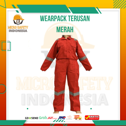 Jual Wearpack Safety Terusan Merah / Coverall Terusan American Drill ...