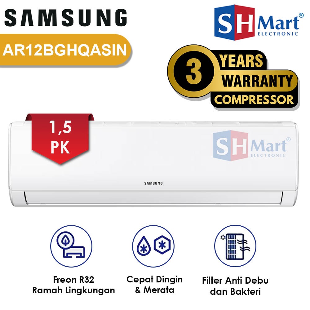 Jual AC 1,5 PK SAMSUNG STANDART AR12BGHQASINSE AR12BGH FREON R32 ...