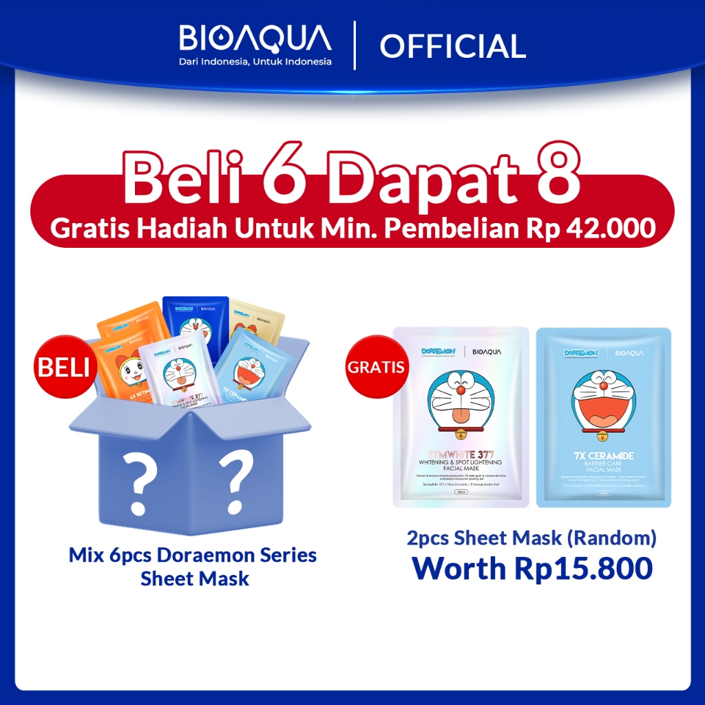 Jual Bioaqua X Doraemon Sheet Mask Masker Wajah Bpom Diamond Blue Copper Peptide Glowing K