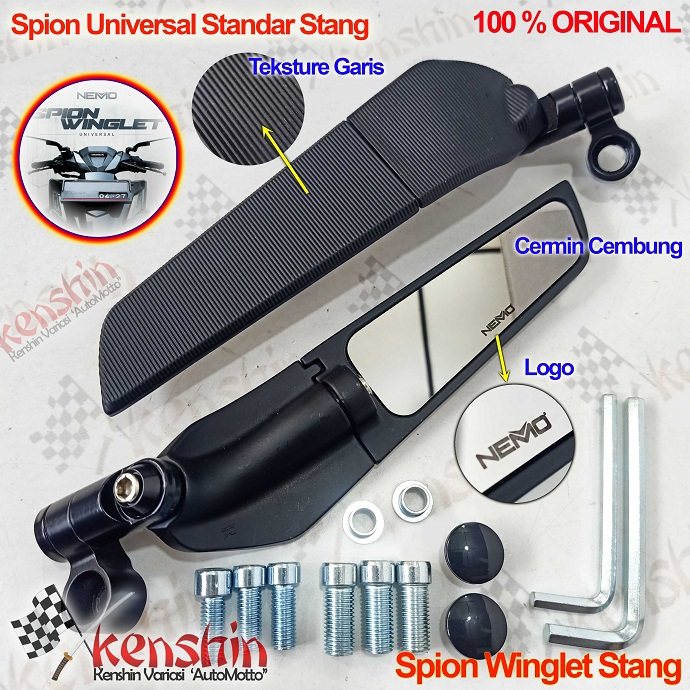 Jual Kaca Cermin Spion Motor Winglet Jumbo Kecil Cembung Universal ...