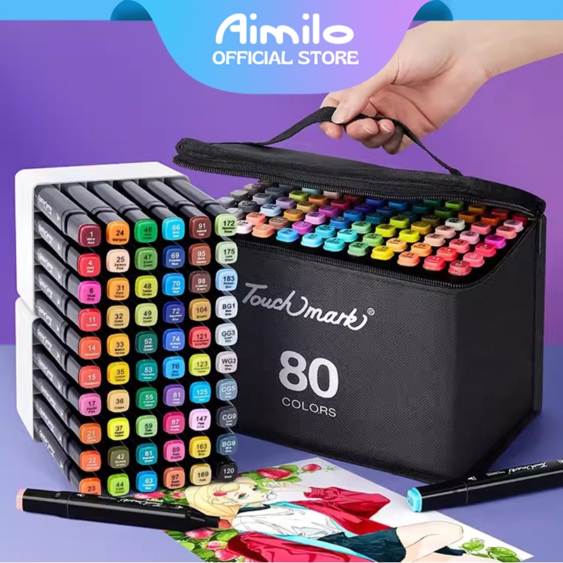 Jual Ready Aimilo Spidol Warna Warni Set Sketch Marker Tip Touch Marker Warna