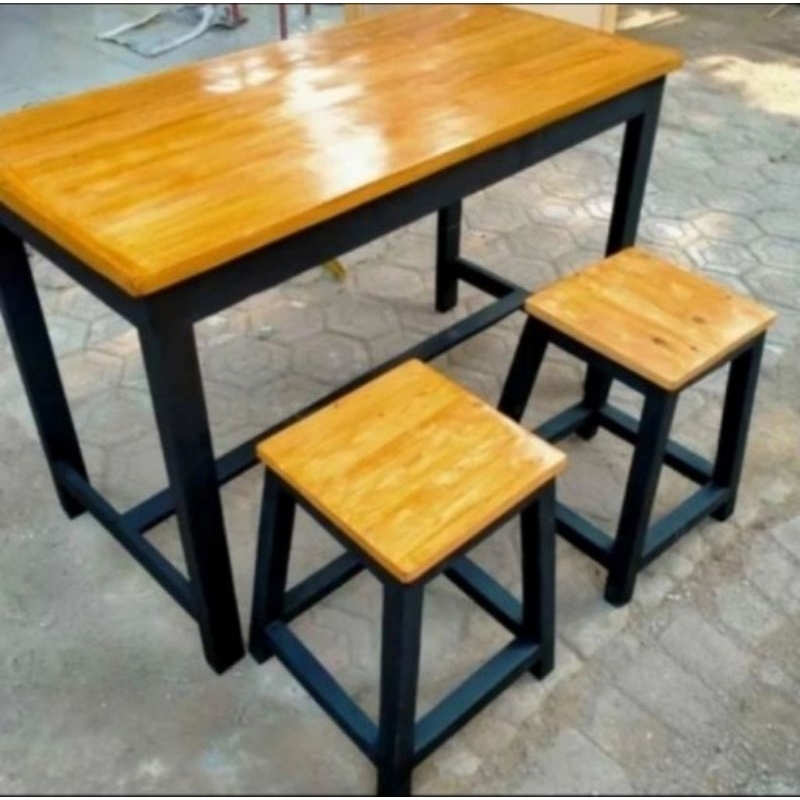 Jual meja makan warna hitam atas nya warna kuning | Shopee Indonesia