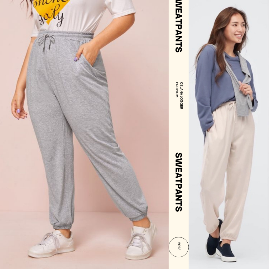 Jual CELANA SWEATPANTS JOGGER Basic Polos Panjang Pria Wanita