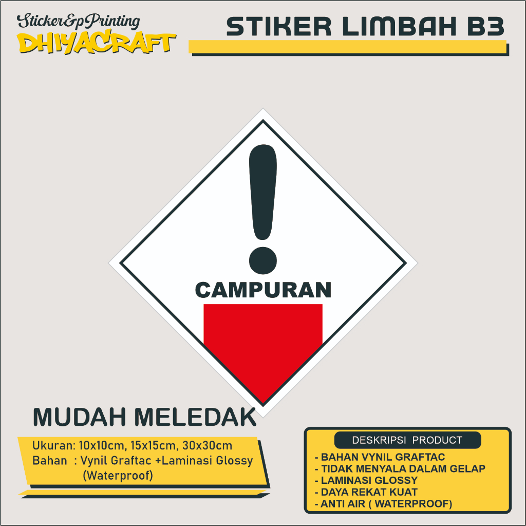 Jual Sticker Label Tanda Simbol Limbah B3 Ukuran 10x10 Cm Stiker Bahan ...