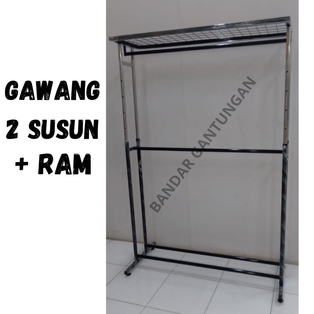 Jual Gawang baju susun 2 + ambalan kawat Ram / tatakan display Stand ...